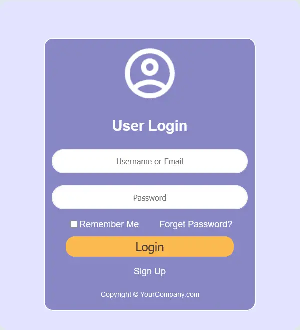 Login form with remember me option