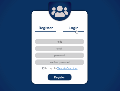 registration and login form template